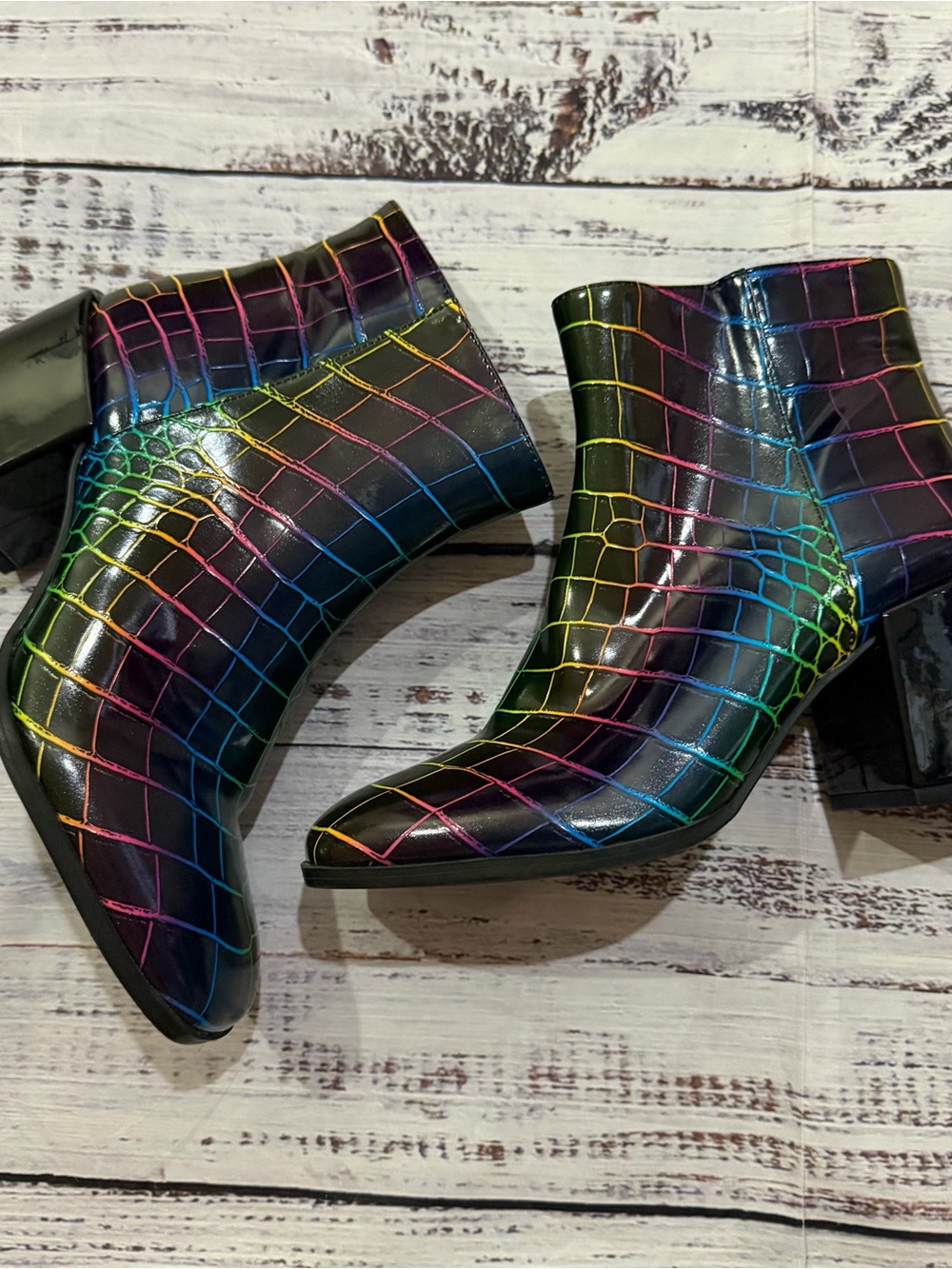 Mix no. 6 black and rainbow boots size 7 1/2